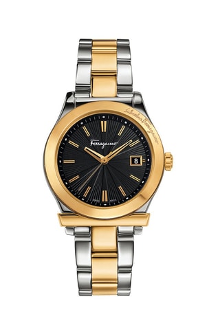 Montre à quartz en acier - Noir et doré