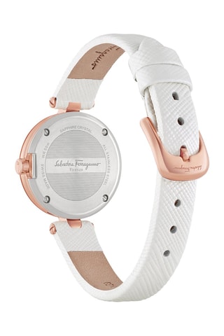 Montre à quartz en cuir - Blanc et doré rose