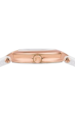 Montre à quartz en cuir - Blanc et doré rose