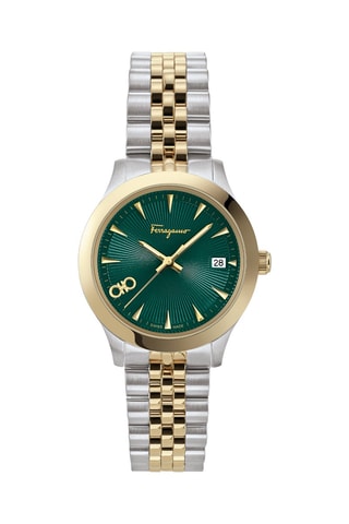 Montre à quartz en acier Fabriquée en suisse - Argenté et doré
