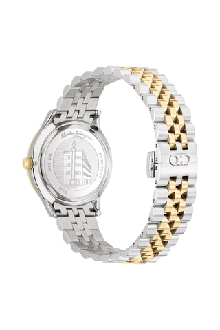 Montre à quartz en acier Fabriquée en suisse - Argenté et doré