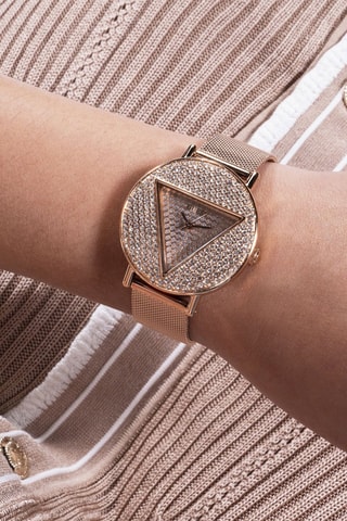Montre à quartz en acier - Doré rose