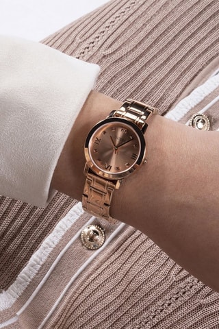 Montre à quartz en acier et diamant