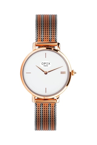 Montre à quartz en acier Rotonde Doré rose et argenté