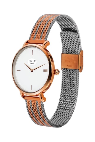 Montre à quartz en acier Rotonde Doré rose et argenté