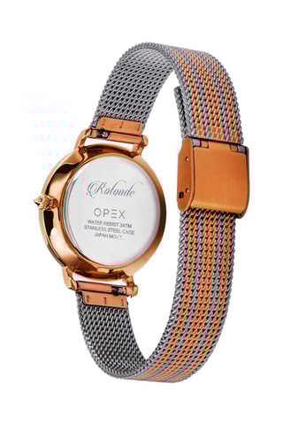 Montre à quartz en acier Rotonde Doré rose et argenté