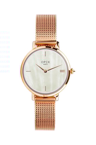 Relógio de quartzo em aço Rotonde Dourado-rosa e branco
