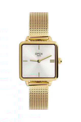 Montre à quartz en acier Square Doré et blanc