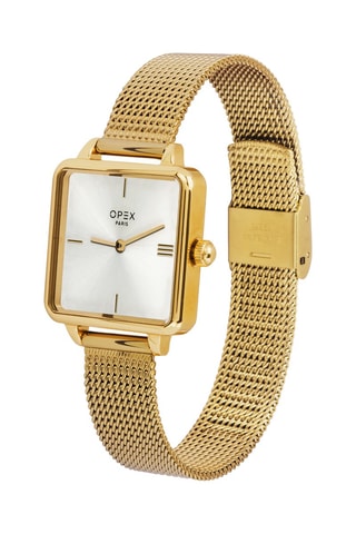 Montre à quartz en acier Square Doré et blanc