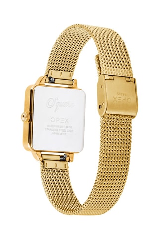 Montre à quartz en acier Square Doré et blanc