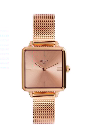 Relógio de quartzo em aço Square Dourado-rosa