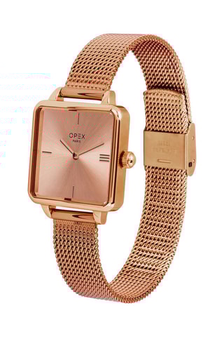 Relógio de quartzo em aço Square Dourado-rosa