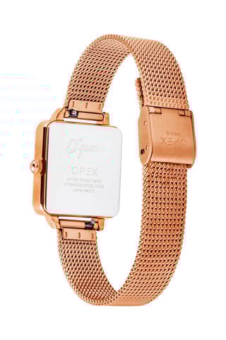 Relógio de quartzo em aço Square Dourado-rosa
