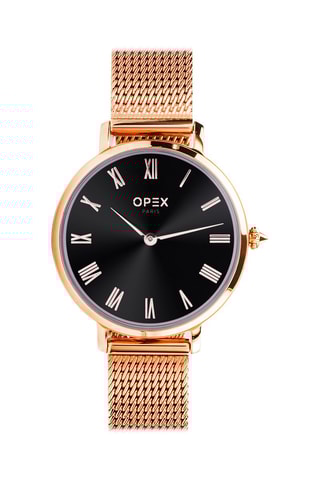 Montre à quartz en acier Rotonde Doré rose et noir