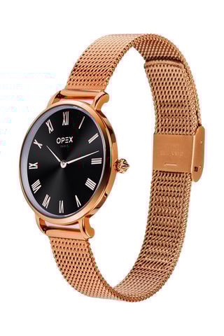 Montre à quartz en acier Rotonde Doré rose et noir