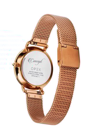 Montre à quartz en acier Rotonde Doré rose et noir