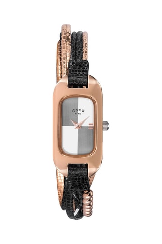 Relógio de quartzo em couro Ballerine Dourado-rosa e preto