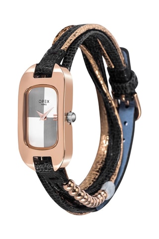 Relógio de quartzo em couro Ballerine Dourado-rosa e preto