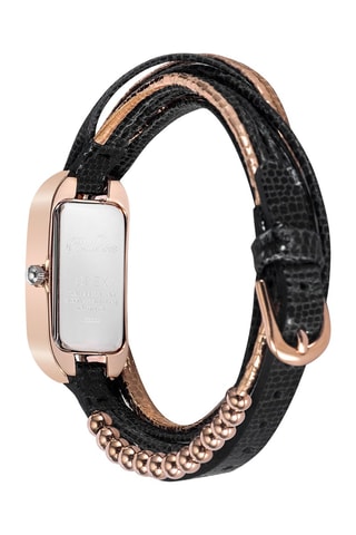 Relógio de quartzo em couro Ballerine Dourado-rosa e preto