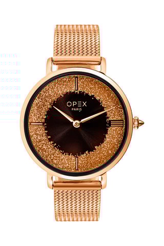 Montre à quartz en acier Rotonde Doré rose et noir