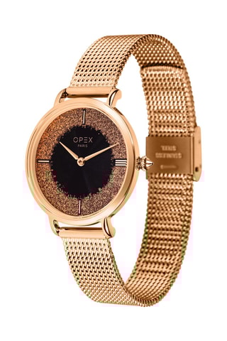 Montre à quartz en acier Rotonde Doré rose et noir
