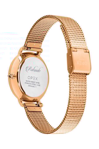 Montre à quartz en acier Rotonde Doré rose et noir