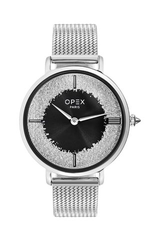 Montre à quartz en acier Rotonde Argenté et noir
