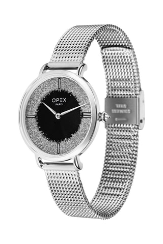 Montre à quartz en acier Rotonde Argenté et noir