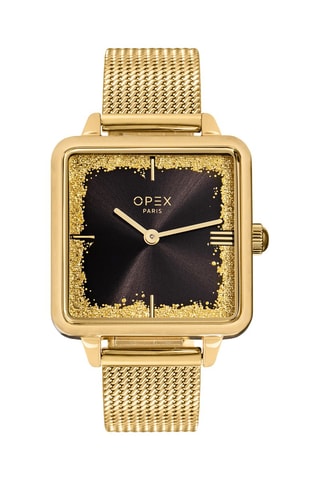 Relógio de quartzo em aço Square Dourado e preto