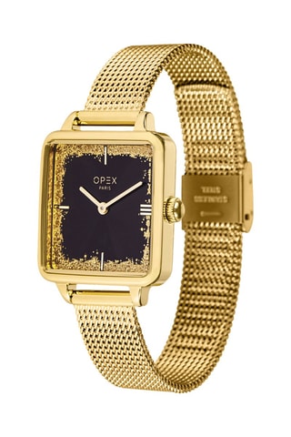 Relógio de quartzo em aço Square Dourado e preto