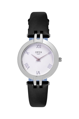 Montre à quartz en cuir Saturne Noir et argenté
