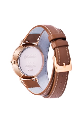 Relógio de quartzo em couro Rotonde Castanho e dourado-rosa
