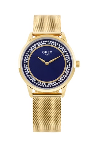 Relógio de quartzo em aço Iris Dourado e azul