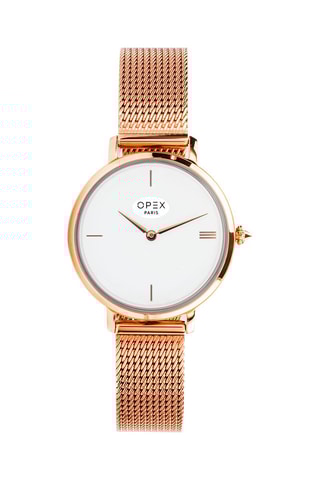 Montre à quartz en acier Rotonde Doré rose et blanc