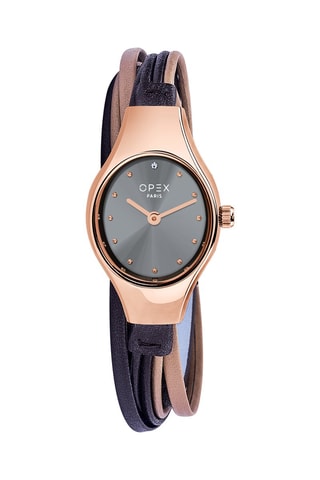 Relógio de quartzo em couro Filante Dourado rosa e cinzento
