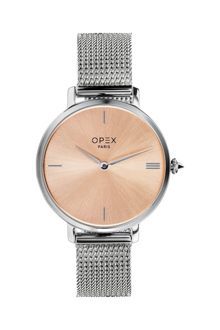 Montre à quartz en acier Rotonde Argenté et doré rose