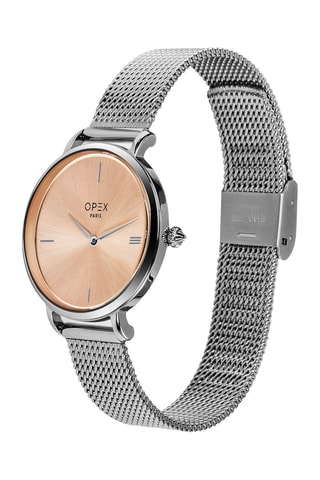 Montre à quartz en acier Rotonde Argenté et doré rose