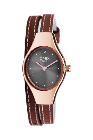 Relógio de quartzo em couro Filante Castanho e dourado-rosa