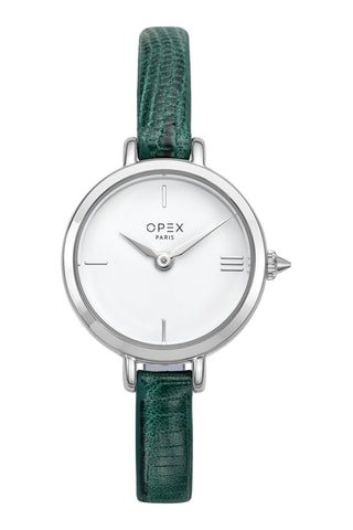 Montre à quartz en cuir - Vert et argenté