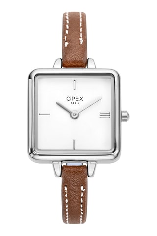 Montre à quartz en cuir - Marron et argenté