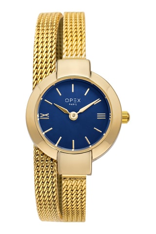 Montre à quartz en acier - Doré et bleu