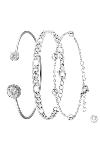 3 braceletes  Prateado