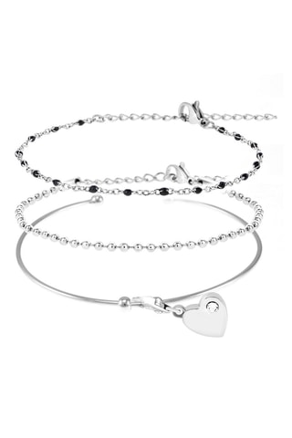 2 pulseiras e 1 pulseira rígida Prateado