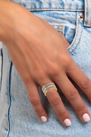 3 anéis Prateado, dourado, e dourado-rosa