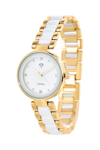 Relógio de quartzo em metal 
Dourado e branco