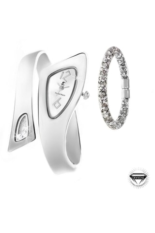 Coffret relógio de quartzo em latão e pulseira -