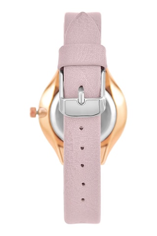 Relógio de quartzo em couro sintético - Rosa e dourado-rosa
