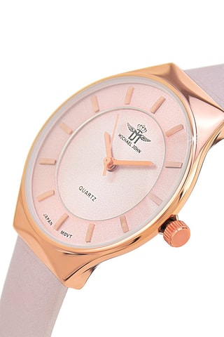 Relógio de quartzo em couro sintético - Rosa e dourado-rosa