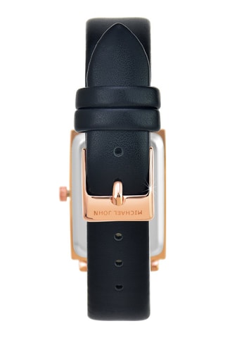 Relógio de quartzo em couro sintético - Preto e dourado-rosa