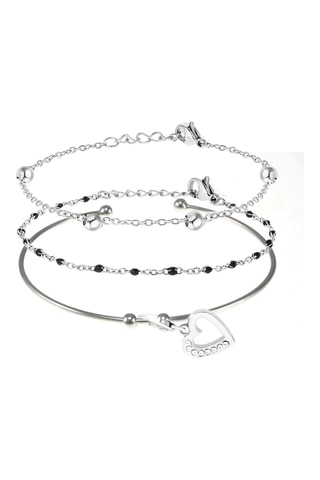 2 pulseiras e 1 pulseira rígida - Prateado